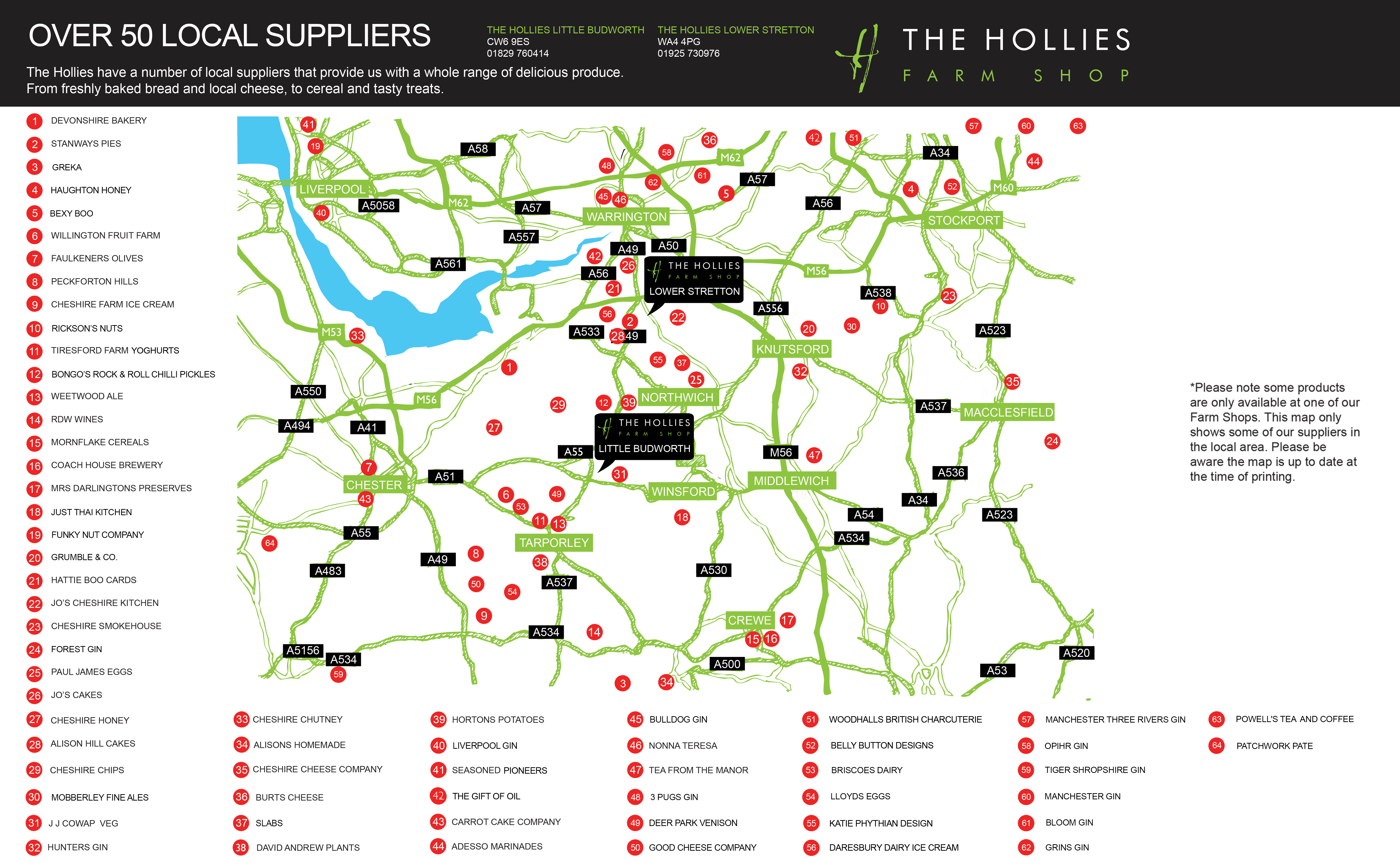 Map Of Cheshire Oaks Local Suppliers - The Hollies Farm Shop