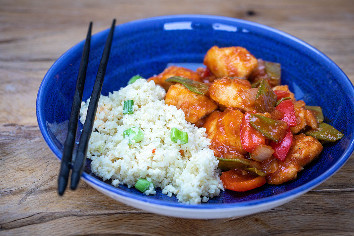 Sweet & Sour Chicken with Cauliflower Rice - The Hollies Farm Shop